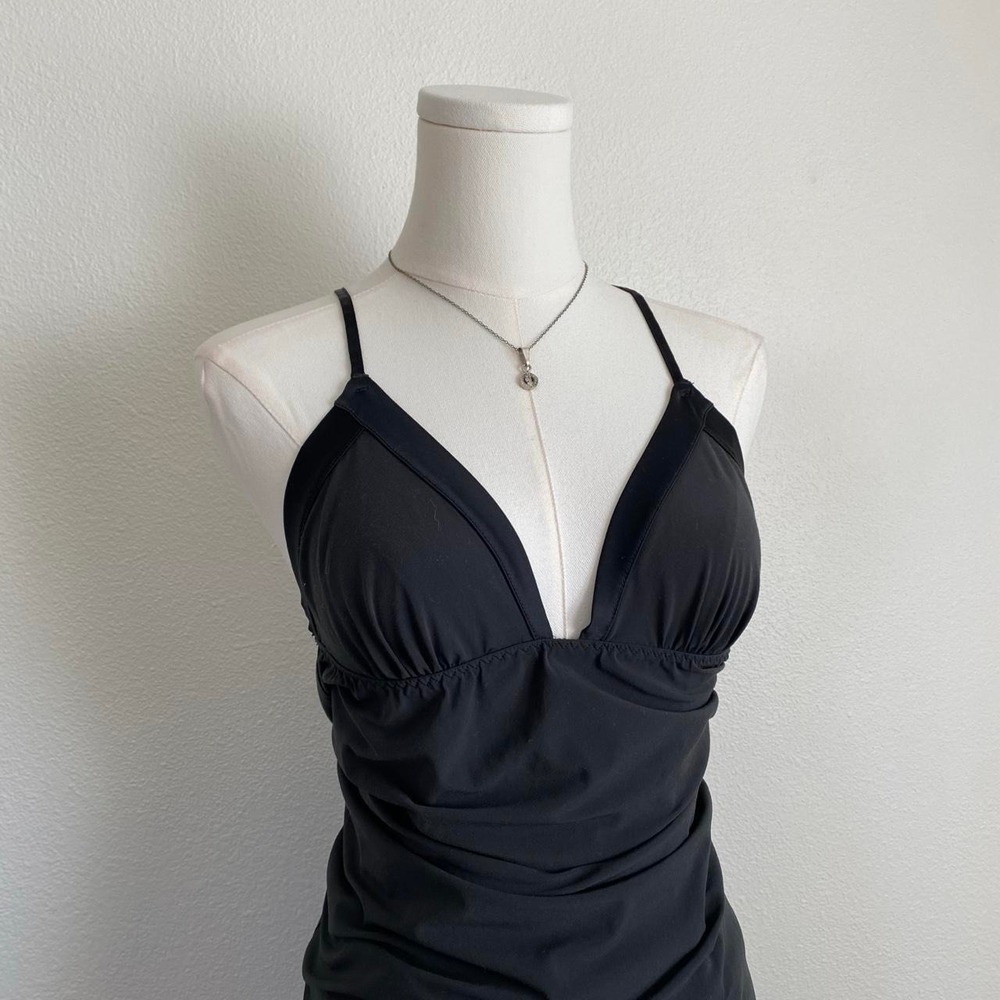 Victorias Secret Black Slip Dress Empire Waistband Satin Trim V Neck
